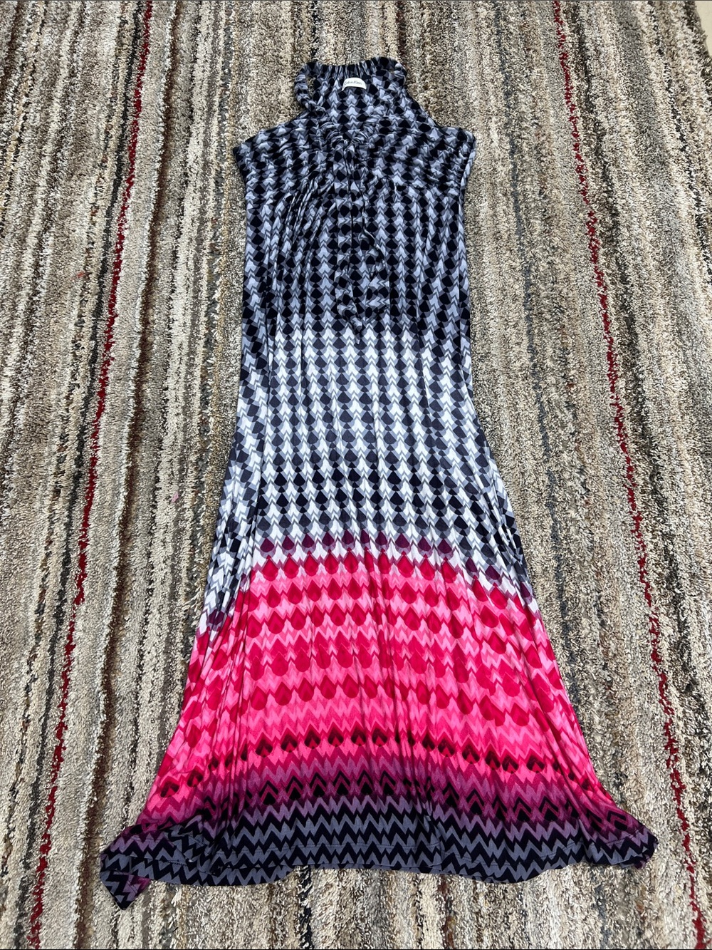 Calvin Klein Black, White & Pink Ombre Maxi Dress